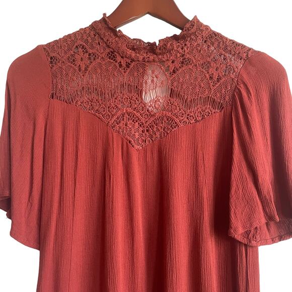 Y2K Stoosh Dress Women S High Neck Crochet Bodice Boho Cottagecore Fairy Retro - Picture 5 of 11